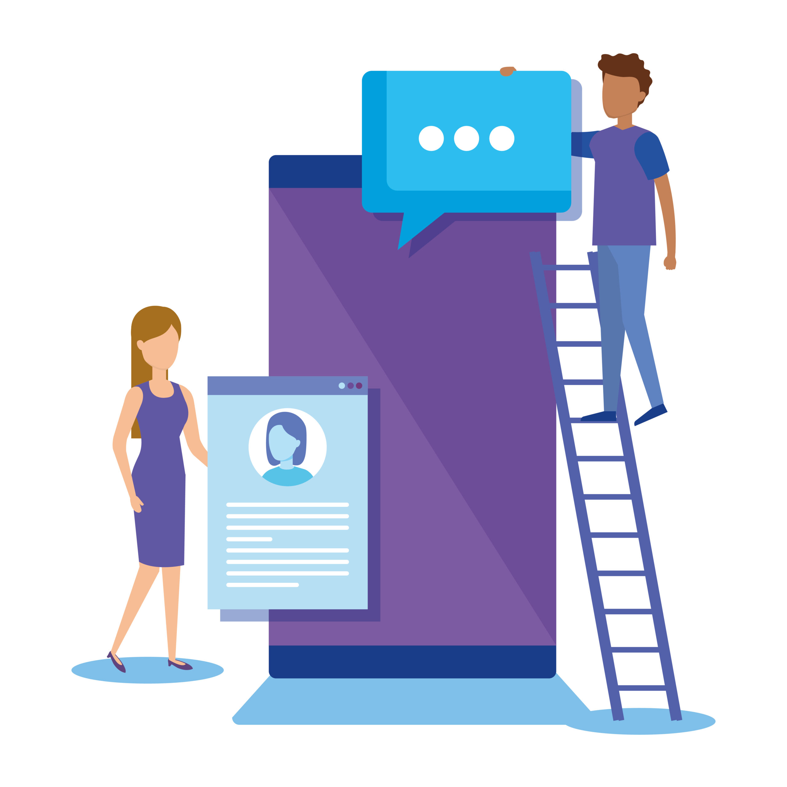 mini people with smartphone